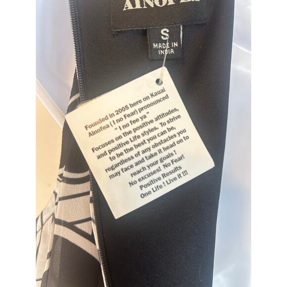 NWT Vintage Ainofea Brand Black & White Tribal Print Mini Dress Woman's SZ Small - Picture 11 of 13